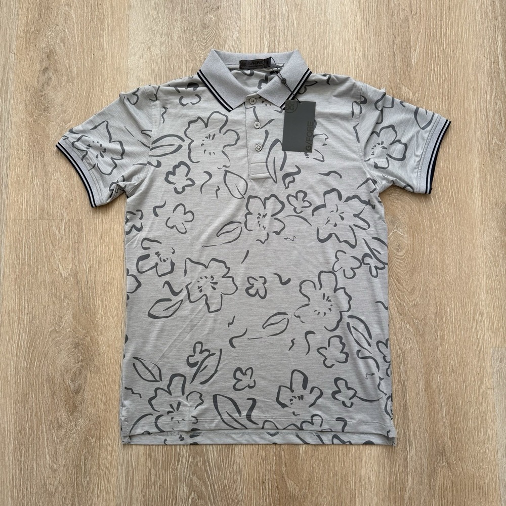 G/Fore Polo Shirt Mens Small Floral Print‎ Performance Golf Stretch Tech Modern